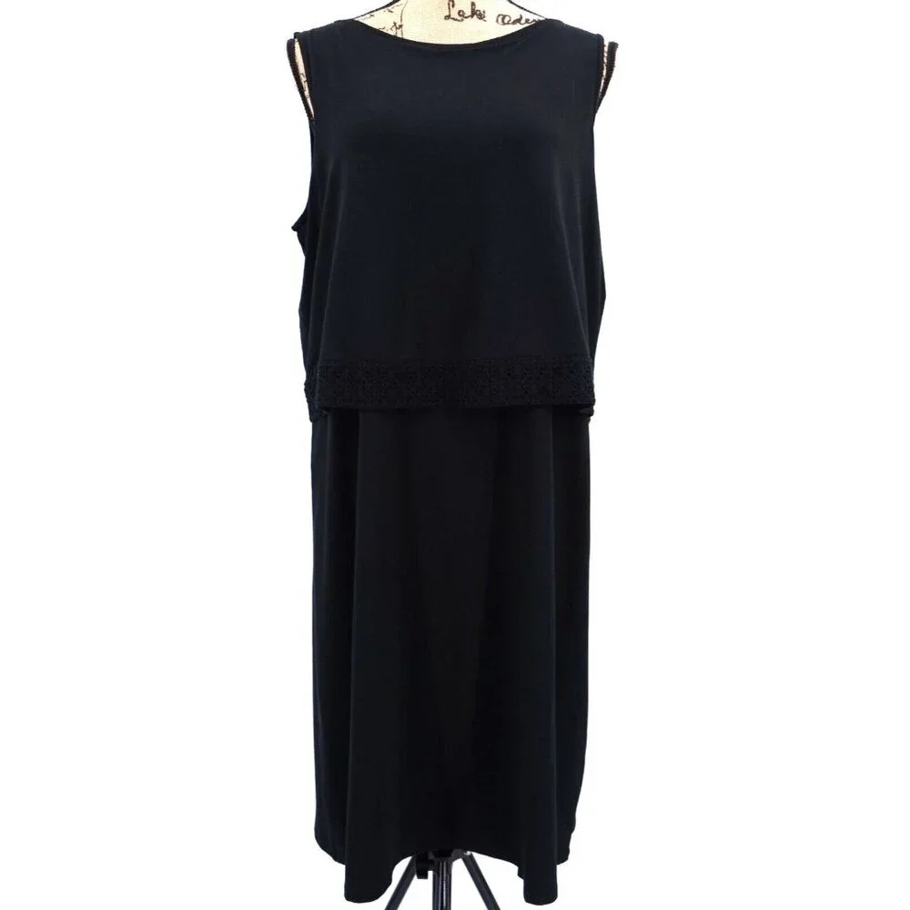 J. Jill Wearever Collection Women Dress Large Black Embroidered Accent Open Back